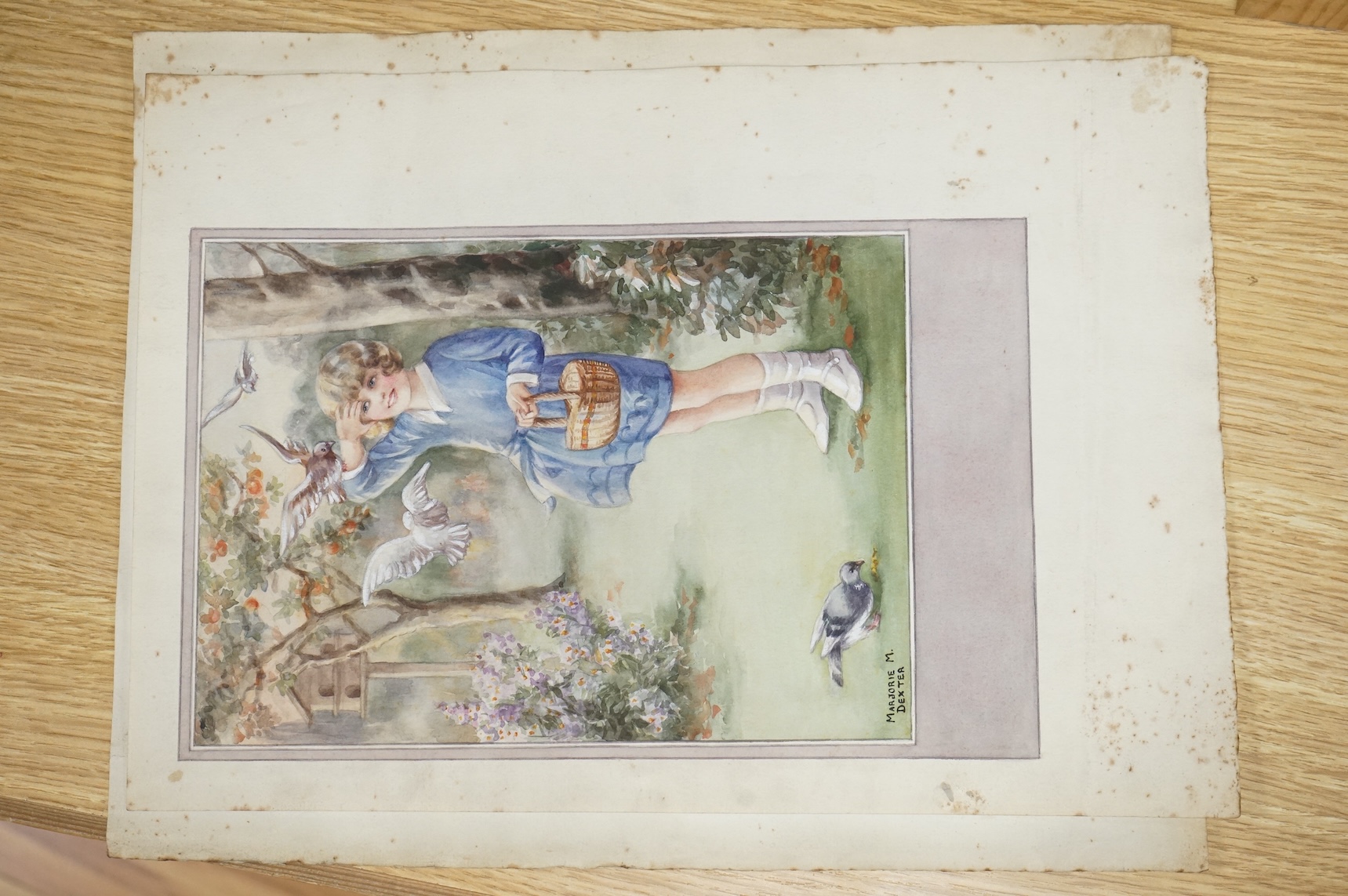 Marjorie Dexter (1903-1992), a set of five original watercolours for children's postcard artworks, Woodland Days, each signed, unframed, 39 x 25cm